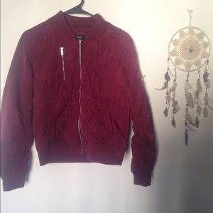 Forever 21 Burgundy bomber jacket